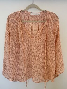 bishop + young Peach Geo Tie-Front Peasant Top
